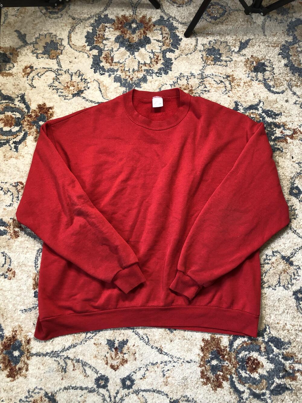 VINTAGE Jerzees Sweatshirt Mens 2XL Red Crewneck Fleece Blank Made USA 90s
